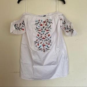 Cynthia Steffe White Off The Shoulder Embroidered Dress 8